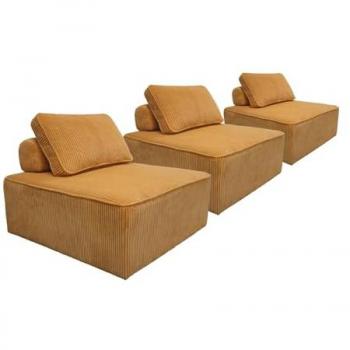 Chauffeuses Modulables SWEEEK Lot 3 – Velours Côtelé Jaune, Confort Moelleux