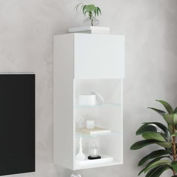 White TV Unit with LED Lights 40.5x30x90 cm