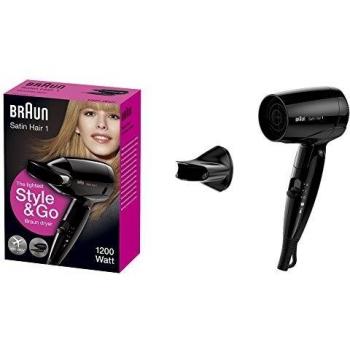 Braun Satin Hair 1 Style & Go – Schwarzer Haartrockner mit Stylingdüse, HD130