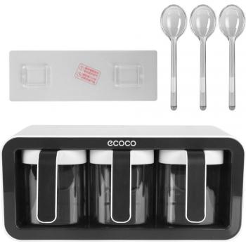 Spice Rack Wall Mount Set with Salt Shaker and Sugar Bowl