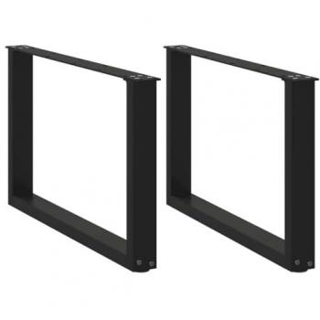 Gambe Tavolino a U 2 pz Nero 60x(42-43) cm Acciaio