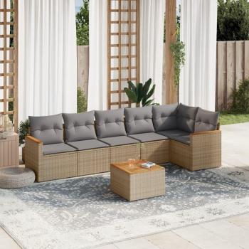 Suite de Sofás Outdoor Beige – 7 piezas de ratán
