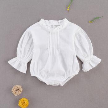Cute White Solid Romper for Infant Girls (0-24M)