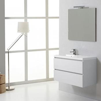 Mobile Bagno Manhattan 90 cm Kiamami Valentina – Bianco Foresta con Cassetti a Sinistra