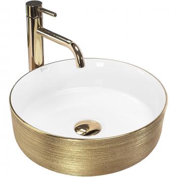 Sami White Brush Gold Vanity Basin