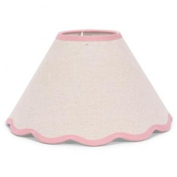 Natural Linen Tapered Lampshade with Pastel Scallop Trim