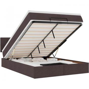 Castanho Escuro Cama Otomana 140x190 com Colchão e Iluminação LED – VidaXL
