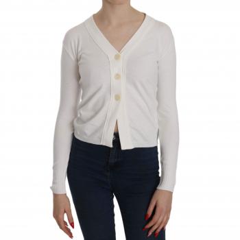 White V-neck Long Sleeve Cropped Cardigan Sweater
