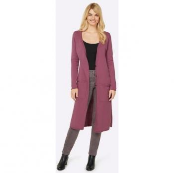 Mäntel & Strick: HEINE Damen-Longstrickjacke 44 Lila (Mauve) – Baumwolle