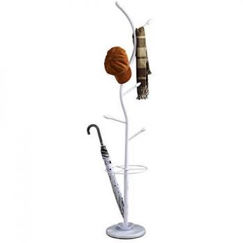 Porte-manteaux TRIANA, 6 crochets, porte-parapluie, métal et bois blanc