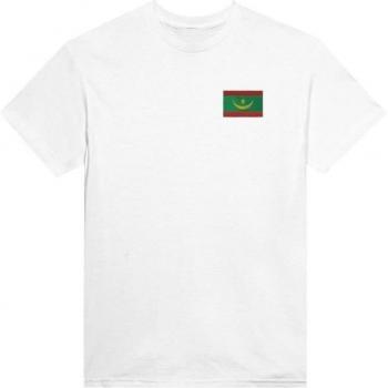 PIXELFORMA Herren‑Top – Mauretanisches Flaggenmotif – Weißes Handbestickt – 100 %