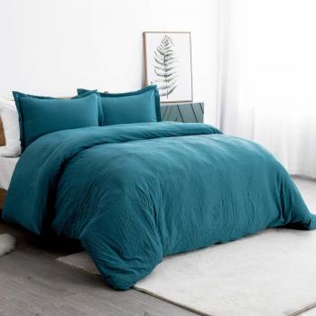 Teal Velvet King Duvet Cover Trio – 3‑Piece Washable Bundle
