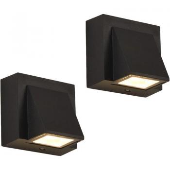 Aluminum Tealight Outdoor Wall Lights – 2 Pack, 5W Warm Glow, 3000K, IP65 Waterproof, Square Design