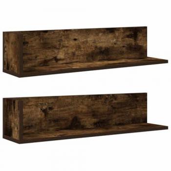 Étagères murales d'angle chêne fumé 2 pcs 75x16,5x16,5 cm