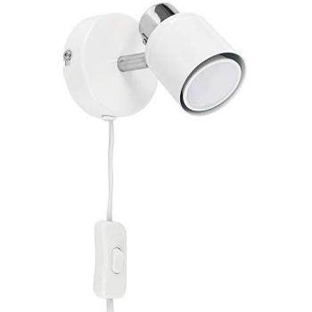 MiniSun GU10 5W Warm White Wall Spotlights – Pair, White with Chrome Trim