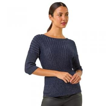 Sheer Midnight Ribbed Batwing Pullover