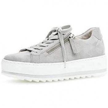 Gabor Frauenlowtop mit Komfort & Reißverschluss – Optifit-Wechselfußbett, Plateau, Light Grey – 35 EU / 2.5 UK