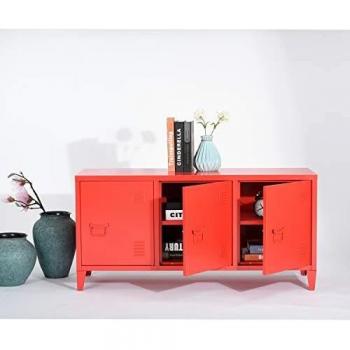 Armoire de rangement en métal modernisée industrielle pour le salon, meuble TV buffet de classement 120 cm 3 portes supporte
