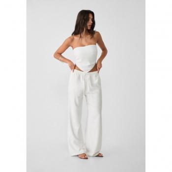 Stradivarius Weite Leinenhose Ecru L