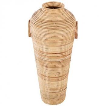 Rattan-Dekovase im rustikalen Stil Beige und Weiß