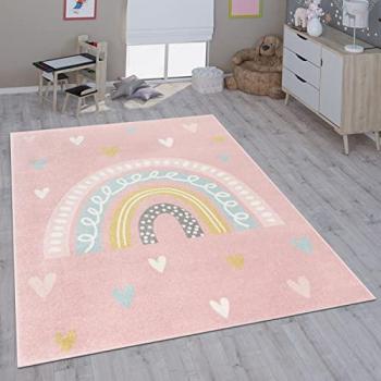 Tappeto colorato arcobaleno 80x150 cm, Rosa e Bianco