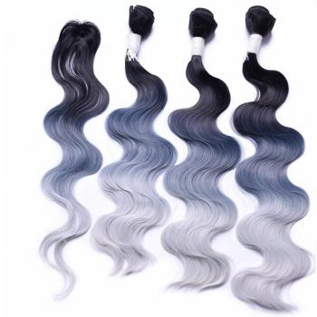 Cheveux trame tissage ombré gris-blond 18 20 22 280g synthétiques