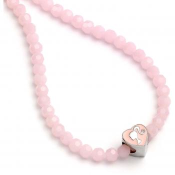 Collar Barbie Perlas Rosa con Dije de Corazón