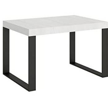 Table extensible blanche 130 à 234 cm pieds en métal anthracite
