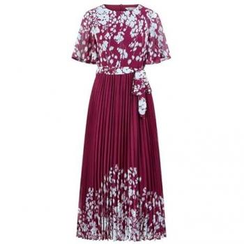 Robe Yumi mi-longue à imprimé floral rouge
