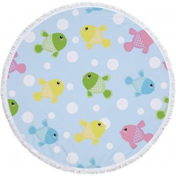 Alfombrilla para Picnic Creativa con Peces Animados, Material de Microfibra, 150 cm de Diámetro