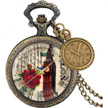 Ketting Klok met Open Gezicht en Kwartsmechanisme
