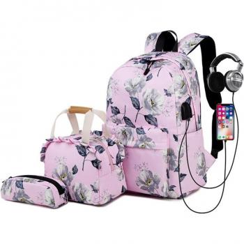 Fengdong girls' cute flower school bag set