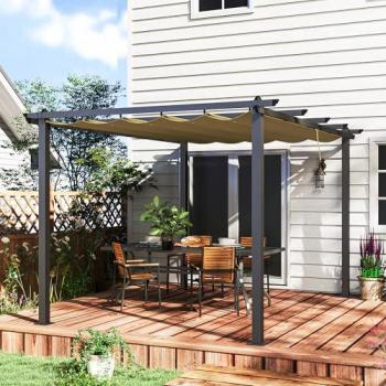 Outsunny 3 x 4m Aluminium Gazebo with Retractable Roof