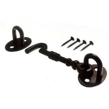 Black Antique Cabin Hook and Eye 100mm with Screws
