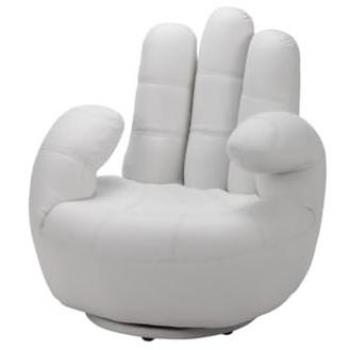 Poltrona Bianco girevole a forma di mano in similpelle