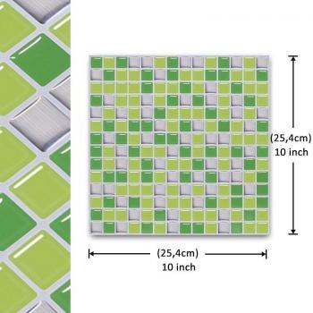 Green Mosaic Peel and Stick Wall Decal for Home Decoration