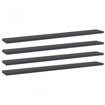 Ripiani per Libreria in Truciolato 4 pz Grigi 80x10x1,5 cm