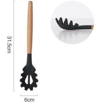 Ustensiles de cuisine en silicone avec manche en bois
