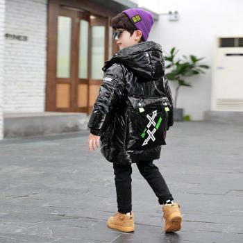 Parka de algodón para niños 5-14 años, gruesa y cálida en negro y gris