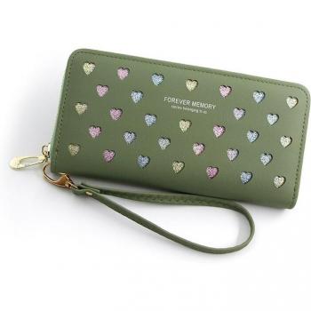 Women’s PU Leather Love Heart Wallet – Long Cardholder & Phone Pocket