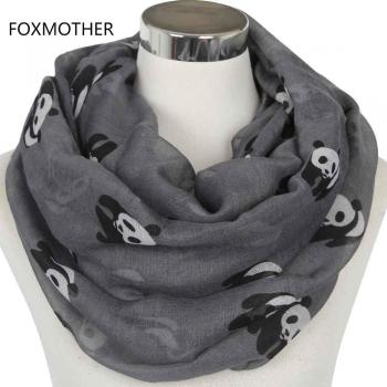 FOXMOTHER Trendiger Grau-Blau Panda Schal für Damen