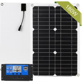 12V Monocrystalline Solar Panel Kit with Charge Controller and Cables