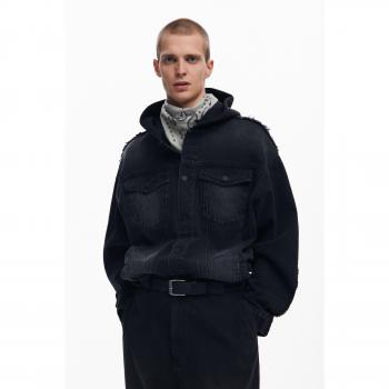 Desigual Kombinierte Denimjacke – Schwarz, Größe XL