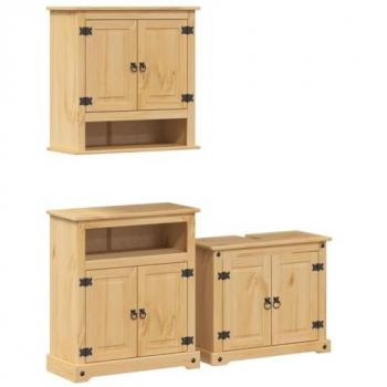 Corona 3-Piece Solid Pine Wood Bathroom Furniture Set