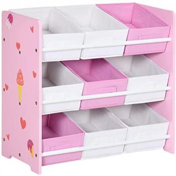 Kinderbuchregal Rosa mit 9 Schachteln von Zonekiz