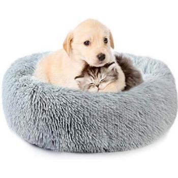 Vanansa Plüschkatzenbett Donut – 70 cm, Grau, ideal für Hunde