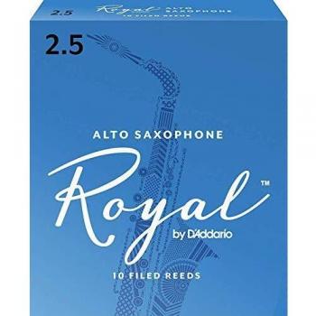 D'Addario Royal Alto Saxophone Reeds, 2.5 Strength, 10 Reeds