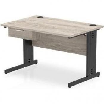 Impulse 1200 x 800mm Straight Grey Oak Top Office Desk