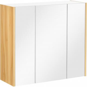 Kleankin Armadietto Bagno Specchiera a 3 Ante con Mensole Regolabili Design Elegante 68x22x60cm Bianco