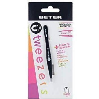 Pince à épiler magnétique à pointe droite Noir Beter